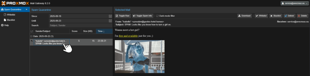 Tutoriel PMG spams : etape 3