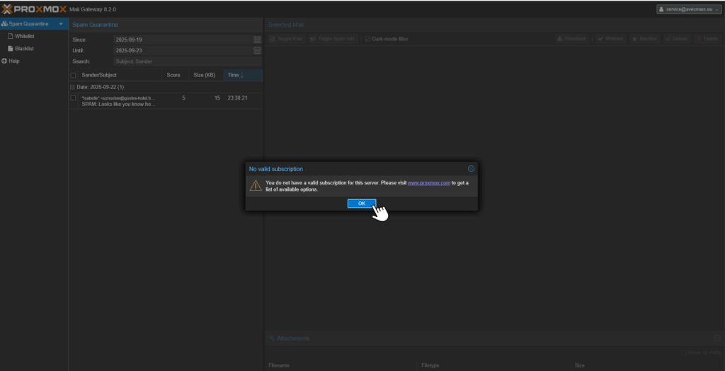 Tutoriel PMG spams : etape 2