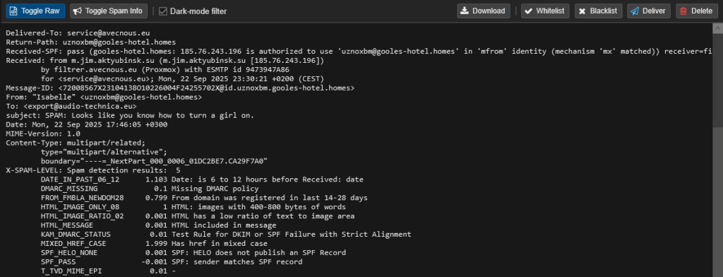 Tutoriel PMG spams : etape 4 A