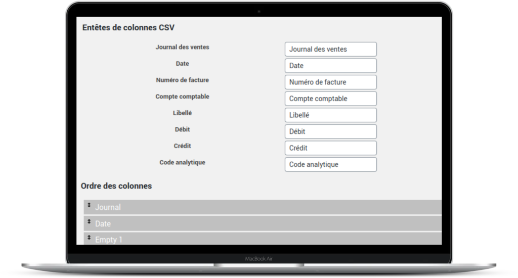Exportez ce que vous voulez : visuel Comptabilité pour Woocommerce